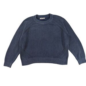 Faherty Sunwashed Organic Cotton Fisherman Sweater XXL Mood Indigo